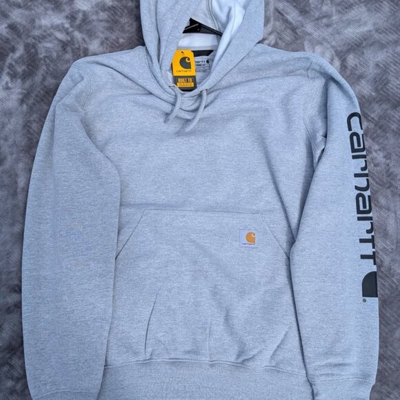 New W Tags Carhartt Sweater Mens Heather Gray HOODIE Midweight Fleece Sweatshirt - Picture 5 of 6